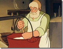 El abuelo haciendo queso